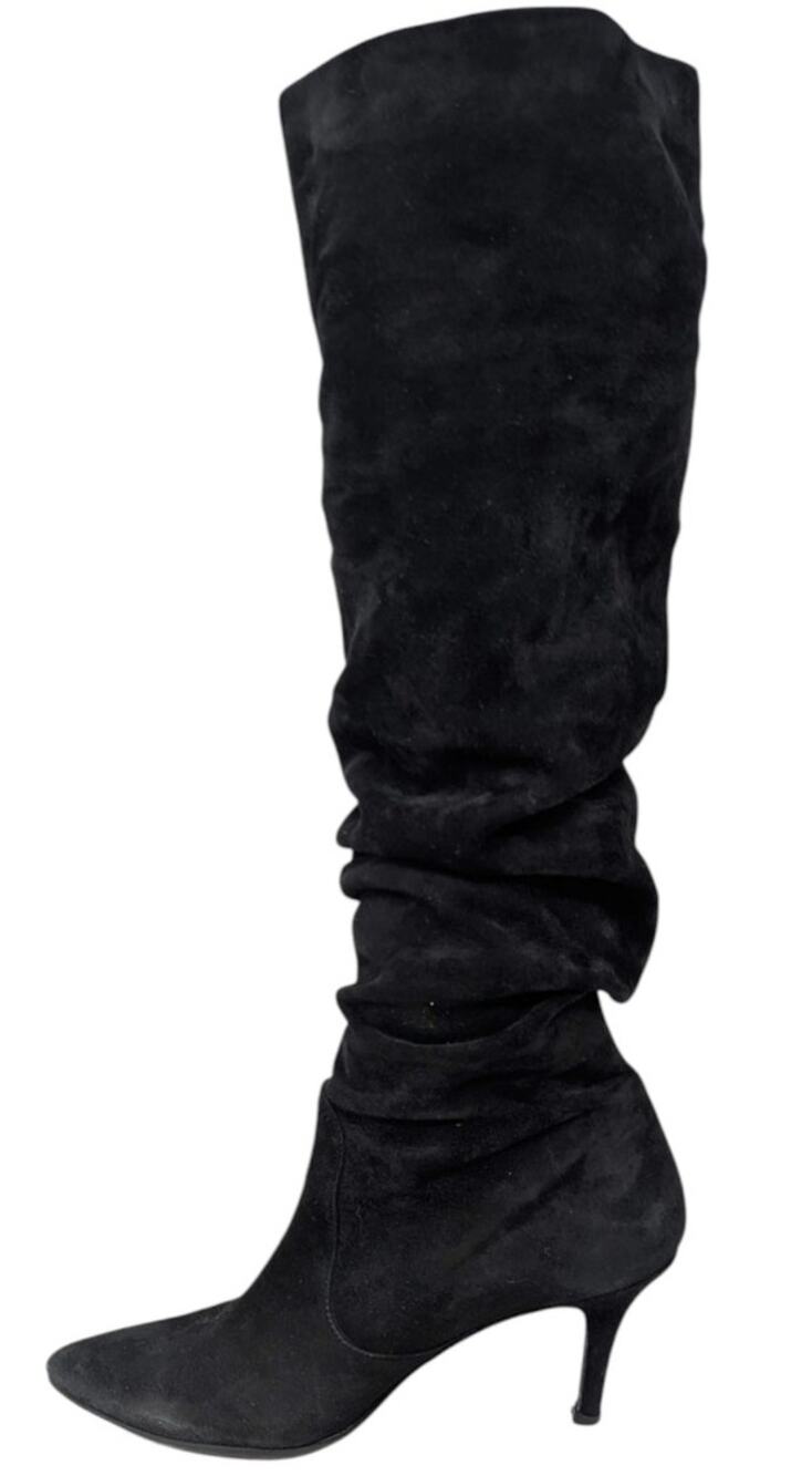 Stuart Weitzman Lafayette Black Suede Slouchy Over the Knee Boots Women’s Size 7